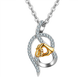 Infinity Hand in Hand gold plated Zircon Necklace Pendant Jewelry for Mother's Day Gift