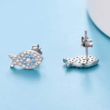 925 Sterling Silver  Fish Stud Earrings  for Women Daughter