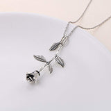 S925 Sterling Silver Rose Flower  Pendant Necklace Jewelry for Women