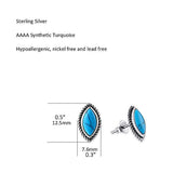 Sterling Silver Created Turquoise Small Stud Earrings Elegant December Birthstone Jewelry Gifts for Mom Women Girls