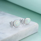 Sterling Silver  Pineapple Opal Stud Earrings for Women