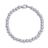 Simple Basic Round Stackable 925 Sterling Silver Bead Ball Strand Bracelet