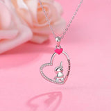 S925 Sterling Silver Lucky Elephant Love Heart Necklace for Women Girls