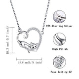 Cat Pendant Necklace for Women - 925 Sterling Silver Love Kitty Animal Jewelry,Gift for Women