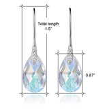 Aurora Borealis Crystal Earrings For Women, Ladies Friends White Gold Plated Hypoallergenic Dangle Earring Jewelry