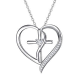 Silver God in My Heart Faith Hope Love Cross Pendant Necklace 