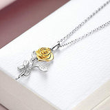 Rose Necklace Sterling Silver Rose Flower Pendant Necklace Gifts for Women Girls