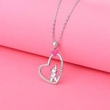 S925 Sterling Silver Lucky Elephant Love Heart Necklace for Women Girls