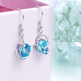 Austria Blue Zircon Jewelry 925 Sterling Silver CZ Butterfly Wing Simple Teardrop Dangle Earrings