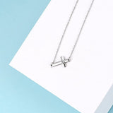 S925 Sterling Silver Sideways Cross Choker Necklace for Women