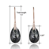 Black Crystal Earrings For Women, Ladies Friends Sterling Silver Hypoallergenic Drop Earring Jewelry