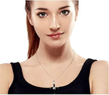 Religious Onyx Black Cross Pendant Necklace For Women For Teen 925 Sterling Silver