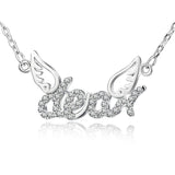 Hot Selling 925 Sterling Silver Zircon Angel Wings And Alphabet Necklaces