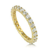 Yellow Gold Flashed Sterling Silver Cubic Zirconia CZ Anniversary Wedding Eternity Band Ring