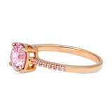 Rose Gold Plated Sterling Silver Pink Round Cubic Zirconia CZ Solitaire Engagement Ring