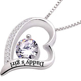 Sterling Silver Daddy's Girl Love Heart Cubic Zirconia Pendant Necklace