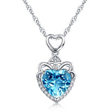 Sliver Heart Shape Cubic Zirconia Pendant Necklace 