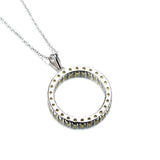 Ring Necklace, Open Circle Necklace in Sterling Sliver with Yellow Zircon Pendant Necklace Jewelry for Women Rolo Chain 18