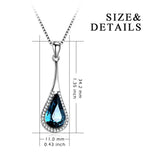 Dark Blue Teardrop Pendant Necklace Sterling Silver with Crystals - Eternal Love Series - Fine Women Jewelry for Her