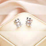 S925 Sterling Silver Frog Heart  Earrings For Women