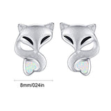 925 Sterling Silver Fox Opal Stud Earrings  for Women