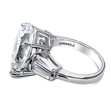 Rhodium Plated Sterling Silver Pear Cut Cubic Zirconia CZ Statement  Anniversary Engagement Ring