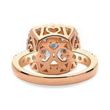 Rose Gold Plated Sterling Silver Cushion Cut Cubic Zirconia CZ Statement Halo Cocktail Fashion Right Hand Ring