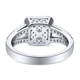 Rhodium Plated Sterling Silver Princess Cut Cubic Zirconia CZ Halo Promise Engagement Split Shank Ring