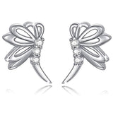 Silver Dragonfly Stud Earrings 