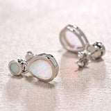 Sterling Silver White Fire Opal Stud Earrings Teardrop  Danity Fine Jewelry for Women