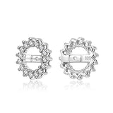 Cubic Zirconia CZ Round Halo Earrings Jackets For Studs 925 Sterling Silver For Women Jacket