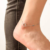 925 Sterling Silver Interlocking Double Circle Heart Anklet Chain Foot Jewelry For Women