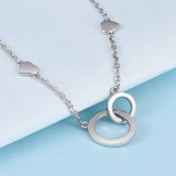 925 Sterling Silver Interlocking Double Circle Heart Anklet Chain Foot Jewelry For Women