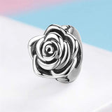 925 Sterling Silver Rose Flower Dazzling CZ Bead Charm For Women Snake Bracelet Charm