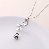 S925 Sterling Silver Rose Flower  Pendant Necklace Jewelry for Women