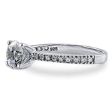 Rhodium Plated Sterling Silver Round Cubic Zirconia CZ Solitaire Promise Engagement Ring