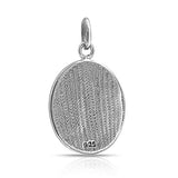 Oval Shape Medallion Fleur De Lis Pendant Necklace For Women For Girlfriend Oxidized 925 Sterling Silver