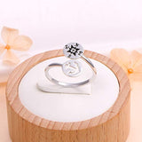 S925 Sterling Silver Compass Anchor Adjustable Ring Inspirational Gift for Women