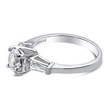 Rhodium Plated Sterling Silver Round Cubic Zirconia CZ 3-Stone Anniversary Promise Engagement Ring