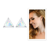 Opal Triangle Stud Earrings, Sterling Silver Triangle Earrings For Women