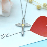 925 Sterling Silver Angel Wings  Pendant Memorial Necklace - Ashes Keepsake Cremation Jewelry