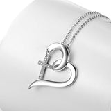 Mother's Day Heart Necklace for Women Love Necklace Sterling Silver Cross Pendant Necklace for Women Gils, 18