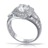 Art Deco Style 2CT Square Cushion Cut Solitaire 925 Sterling Silver Pave Halo CZ Engagement Ring Split Baguette Band