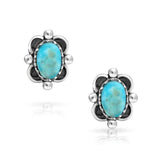 Boho Bali Style Oval Gemstone Stud Earrings TeenOxidized 925 Sterling Silver