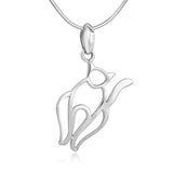 Open Dangling Cat Kitty Kitten Pendant Necklace