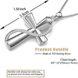 Cross Urn Pendant Necklace for Ashes 925 Sterling Silver Cremation Memorial Gifts for women men