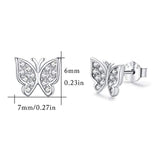 Butterfly  Earrings 925 Sterling Silver Stud Earrings with Zircon,Gift for Women Girls Teens (Butterfly Earrings)