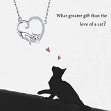 Cat Pendant Necklace for Women - 925 Sterling Silver Love Kitty Animal Jewelry,Gift for Women