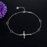 Cross Anklet For Women 925 Sterling Silver Charm Adjustable Foot Anklet,