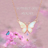 S925 Sterling Silver Created Opal Butterfly Jewelry for Women Teens Birthday Gifts